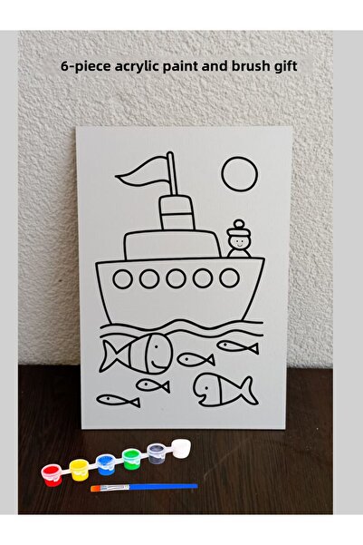 Cemira طلاء السفن الخشبي، نشاط الرسم للأطفال في رياض الأطفال، مجموعة الرسم الخشبي، نشاط رياض الأطفال