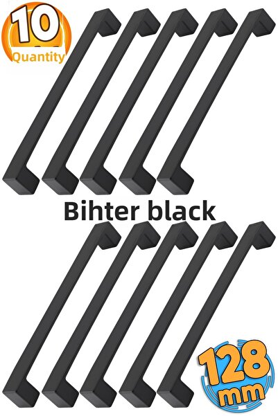 Badem10 10 buc. Bihter Mobilier Bucătărie Mâner Sertar Ușă Dulap Mâner Metal Mâner Dulap Mânere Negru 128mm