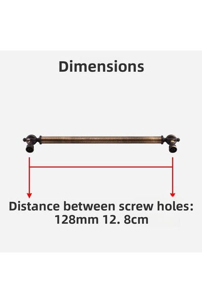 Badem10 Defne Metal Tumbled Antique Yellow Handle 128 mm Furniture Drawer Kitchen Cabinet Cupboard Handles Kulb Handle