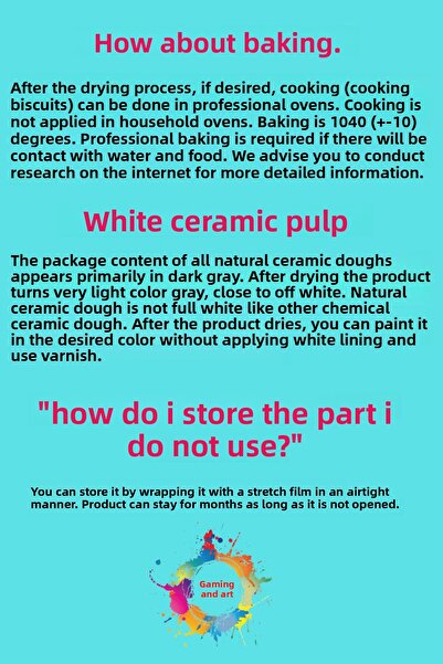 DSH Doğal Seramik Hamuru Ceramic Clay Starter Kit - with Wooden Rolling Pin (1000 Gr - 1kg White Color Natural Clay)