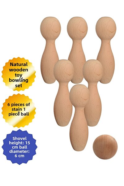 Vera Hediyelik Eşya Natural Wooden Toy Bowling Set Baby Room Decor Gift for K...