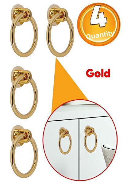 Badem10 Pendulum Cabinet Cabinet Handle Handles Handle Gold Metal Ring Handle (4 Pcs) Furniture Kitchen Drawer