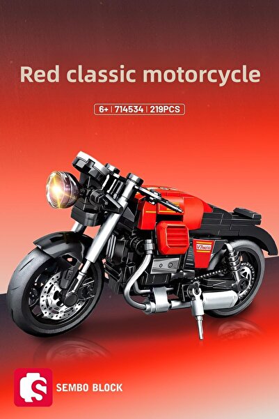 Sembo Block دراجة نارية كلاسيكية حمراء مكونة من 219 قطعة متوافقة مع Lego ( 714534 )