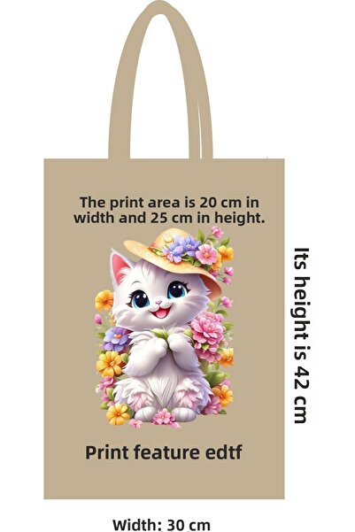 ilkadimbuklet Natural Cotton Handle Cloth Bag 30X42 cm – Dtf Printed, 46 Wire...