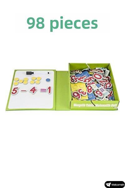 welcomein Toy Magnetic 97 Piece Alphabet Set with Tablet and 98 Piece Math Set with Magnetic Tablet