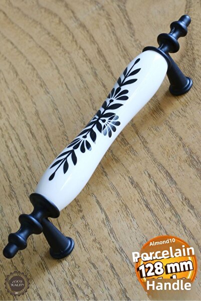 Badem10 Dulap Sertar Bucătărie Porțelan Trandafir Negru Alb 128 Mm