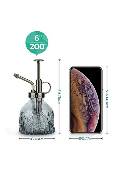 Miniminti Sticlă de sticlă de epocă pentru udarea plantelor - gri