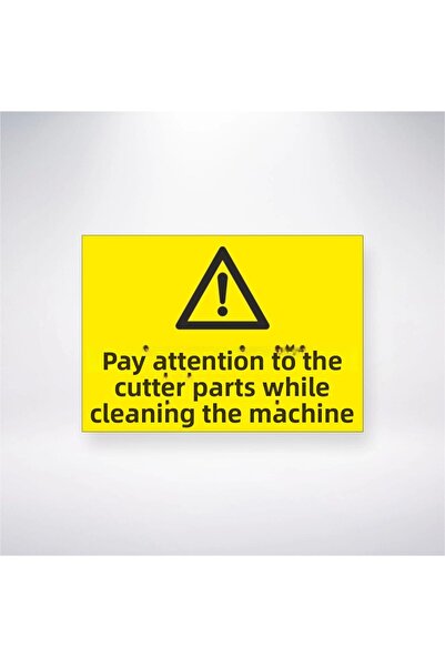 Reysa Tasarım ملصق انتبه إلى أجزاء القاطع في تنظيف الماكينة مقاس 20 × 28 سم