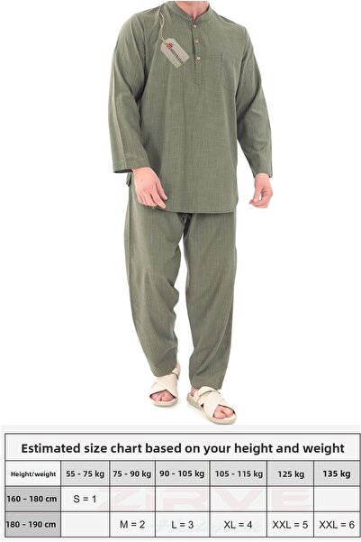 Hediyeleşin طقم كتان للرجال للحج والعمرة والاستخدام اليومي - أخضر