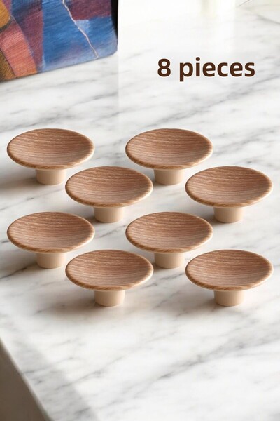 GLASWEN 8Pcs Bohemian Plastic Dish Handle Walnut Button Furniture Kitchen Wardrobe Cabinet Drawer Handle Handles