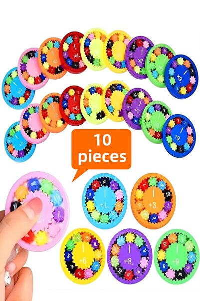 Hyd 10Pcs Math Wheel Fidget Spinner Stress Wheel Four Process Learning Educational Toy