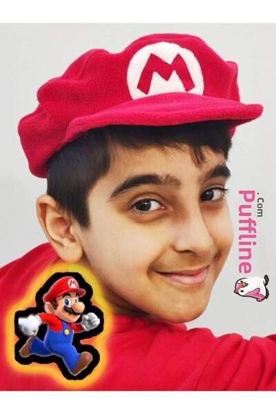 Pufline قبعة ماريو القطيفة للجنسين - لعبة حمراء