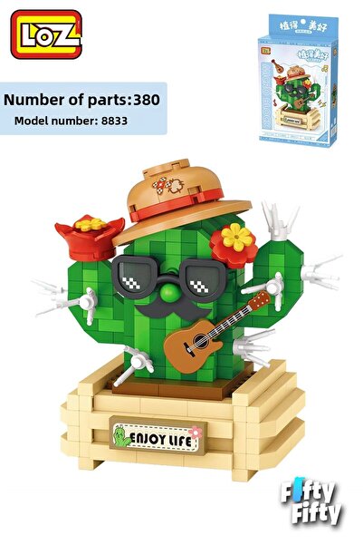 Vagonlife Cute Cactus Toy Import Set 380 Pieces Loz Micro Block Series