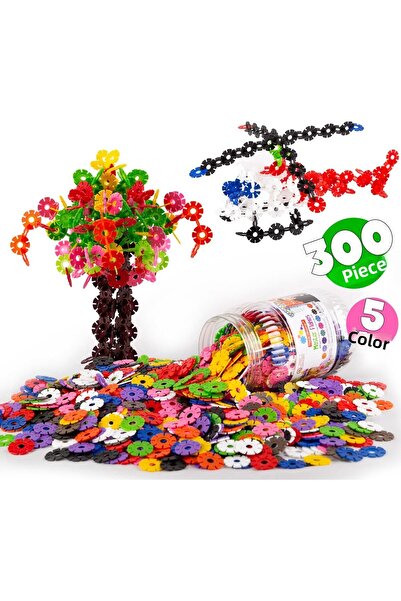 ThinkMaster Masterflakes Educational Locked Discs Stem Training Compatible 5 Colors 300 Pieces Building Toy Set Flakes