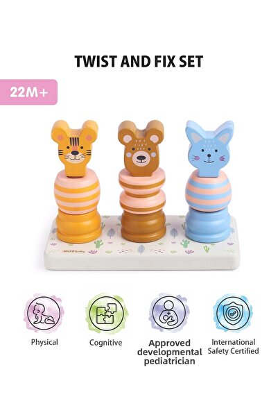 IntelliBaby مجموعة ألعاب خشبية من IntelliBaby Twist & Fix، لتنمية المهارات ال...