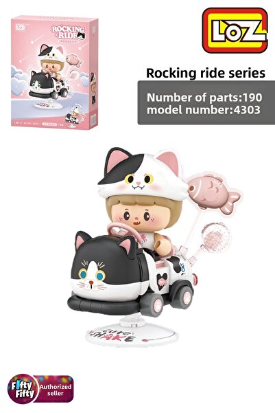 Vagonlife Loz Creative Series Swinging Black and White Cat Model 190 Piece Toy Building Set Fflz-4303