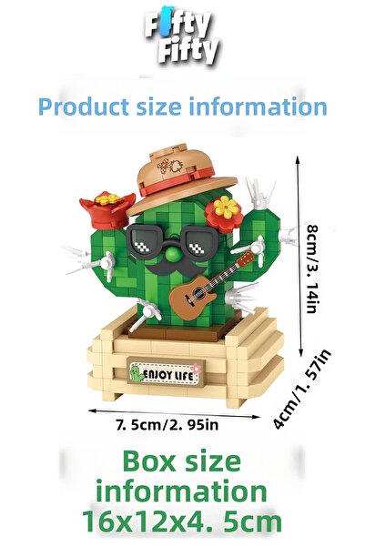 Vagonlife Cute Cactus Toy Import Set 380 Pieces Loz Micro Block Series