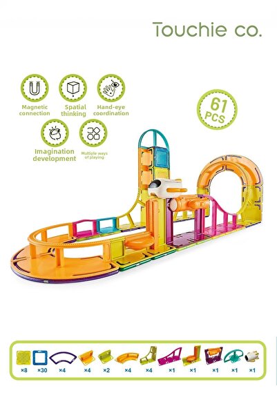 Touchie Co 61-Piece Magnetic DIY Magnet Magnetic Roller Coaster Game Set - Stem