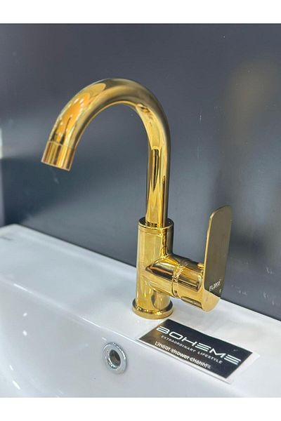 Boheme Abdestlik Gold Color Swan Sink Faucet