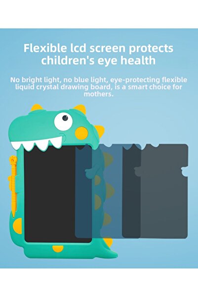 Fab N Funky Dinosaur LCD Writing & Drawing Tablet - Lightweight, Child-Safe ABS, Green, 3+ Years