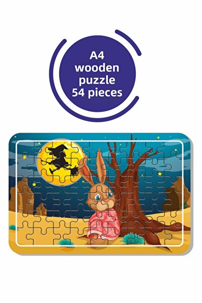 Baskı Atölyesi لغز الأرنب والساحرة والغابة مقاس A4 مكون من 54 قطعة، لعبة، منش...