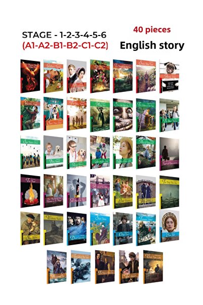 Kapadokya Yayınları 40 كتابًا من القصص الإنجليزية - المستوى A1، A2، B1، B2، C...