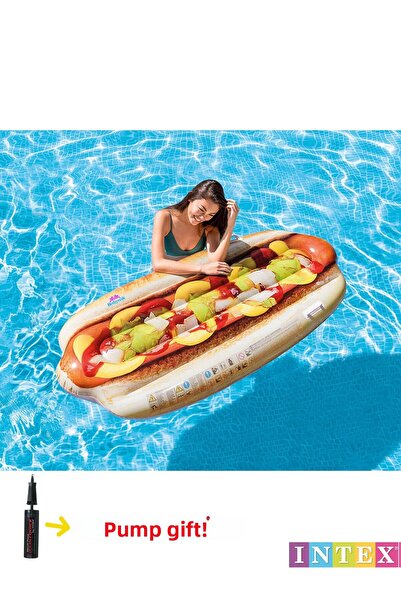 hediyecik Inflatable Giant Hot Dog Island Large Size Pool and Sea Bed 173X76 cm