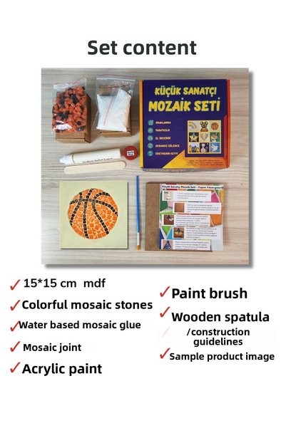 Zen Mozaik Children's Mosaic Set - Care and Hand Skill Developmental Artistic Educational Toy (Basket)