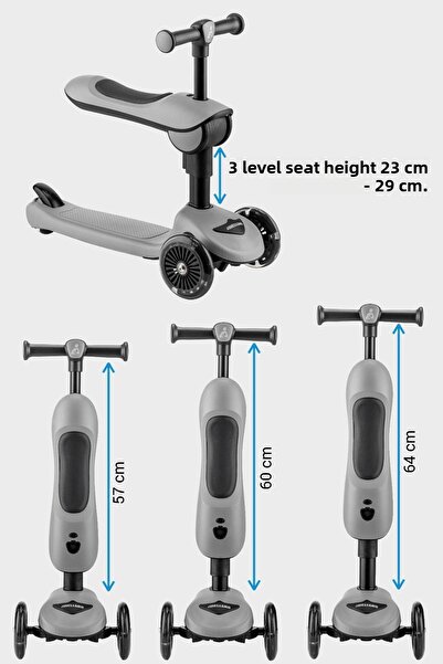 Wellgro Easy Go Scooter with Seat and Light, Gray