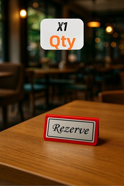 Happynesso كتابة معدنية باللون الرمادي الفضي على سطح من البليكسي الأحمر من سلسلة ماسا يازيت، بعبارة 'ريزيرف' - 100 مم × 50 مم