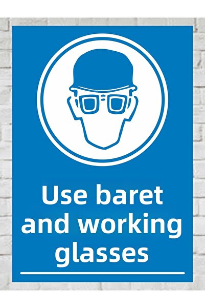 zafrakreklam Baret and Work Glasses Use Sign Board 24X34 cm Pvc