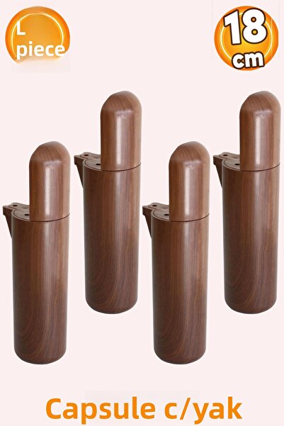 Badem10 Capsula Bohemian (PREMIUM) Mobila Canapea Fotoliu Baza Picior Picioare Lemn Modelat Nuc 18 Cm 4 Buc