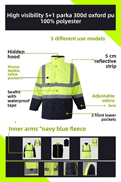 Selçuklu Plus 5 1 سترة عمل أكسفورد عاكسة عالية الوضوح