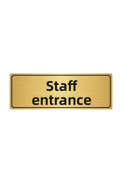 Özarslan Dizayn Staff Entrance Direction Sign 5Cmx20Cm Gold Color Metal