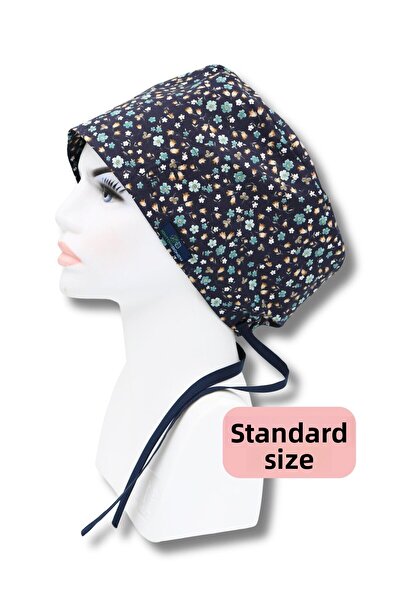 doktorbonem Στάνταρ μέγεθος Navy Blue Crispy Flowers Χειρουργικό σκουφάκι γιατρού Νοσοκόμας Νοσοκόμας Νοσοκομειακό σκουφάκι