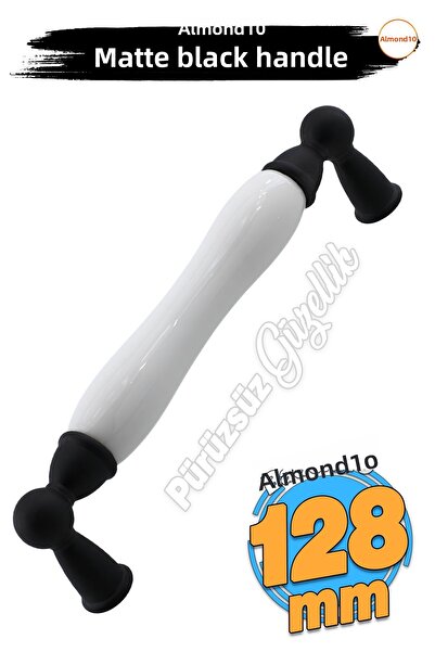 Badem10 Domaniç Porțelan Negru Mat 128 Mm Mobilier Bucătărie Sertar Dulap Ușă Dulap Mâner Mâner