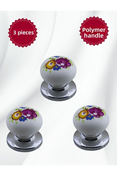 MKLAKS باب درج خزانة مطبخ بأزرار بلاستيكية من البوليمر مطلي بالكروم 3 عبوات -...