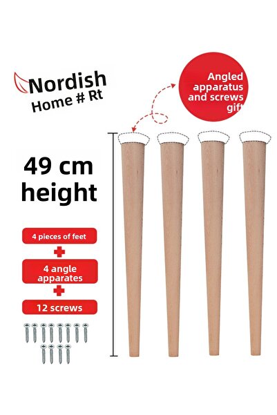 Kuzeylina 4 bucăți 49 cm picior din lemn natural conic masă-scaun-taburet-picioare măsuță de cafea