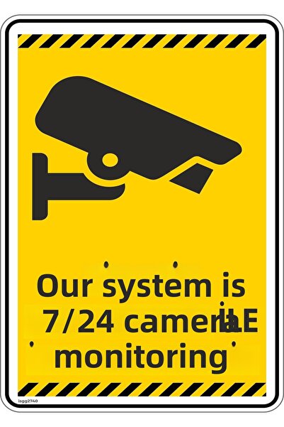 isgtabelam 15×20 سم/3 قطع/ملصق فسفوري/موقعنا يُراقب على مدار الساعة طوال أيام...