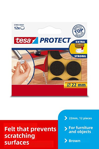 Tesa Protejează Çizilmeye Karşı Koruma Sağlayan Keçe, Yuvarlak, 22 mm, 12 ade...
