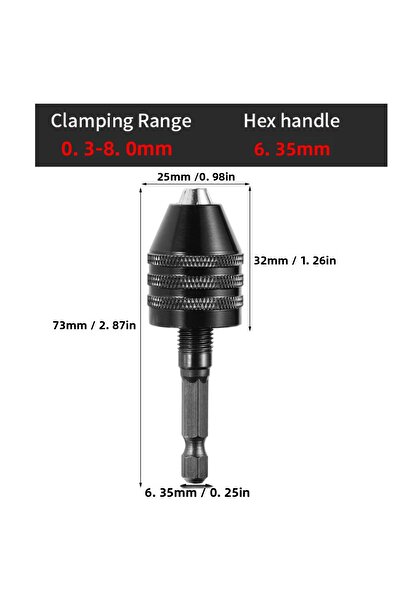 Choice1 0.3 مم إلى 8.0 مم 0.3 مم-8.0 مم مثقاب كهربائي صغير بدون مفتاح محول كو...