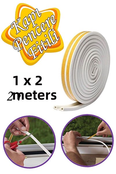 GLASWEN شريط نافذة الباب بطول 1 × 2 = 2 متر، شريط عزل بارد لاصق أبيض