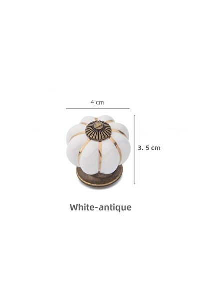 EYM Bud Porcelain Button Single Screw Furniture Cabinet Handle S-105 White-antique - Furniture Handles