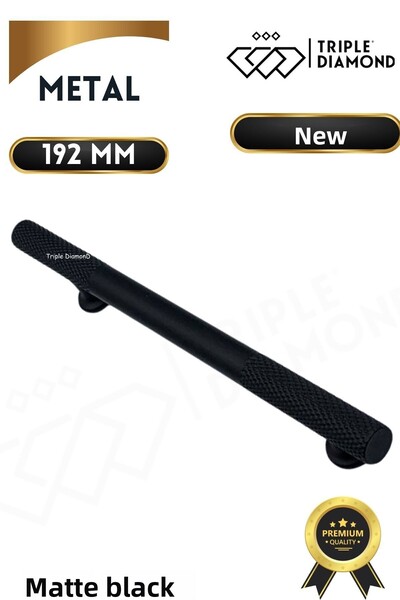 Triple Diamond Mânere de sertar negru mat de 192 mm Mâner de mobilier de bucătărie pentru dulap 1 buc ( 19,2 cm ) = 192 mm