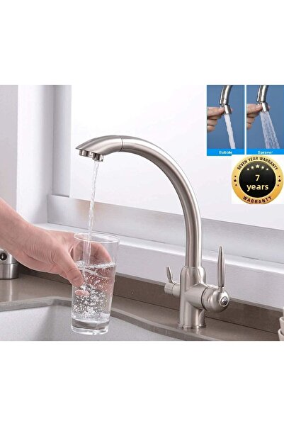 OEM Dual Flow Water Purifier Faucet - Matte Chrome Nickel, Imported Fountain