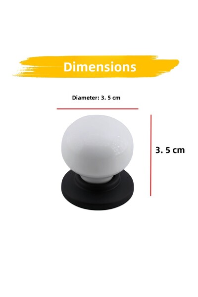 Badem10 Tere Porcelain Matte Black White Button Furniture Kitchen Drawer Cabinet Cabinet Handle Handle Handles