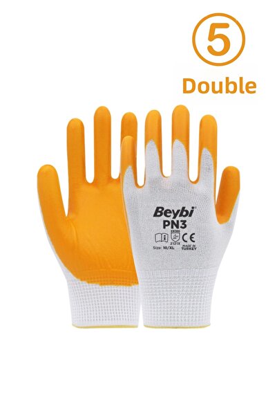 Beybi 5 أزواج BEYBİ Pn3 (PN3، Pn-3) رقم: 10 الحجم: XL قفازات عمل من البوليستر...