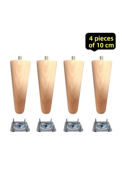Vera Hediyelik Eşya Picioare din lemn 4 piese conice 10 cm picior canapea-baza-masa-vedere-piedestal-mobilier-Diametru:4,6 cm /3301000000421