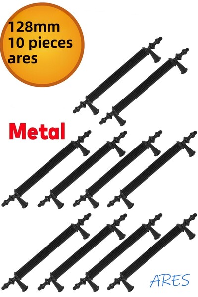 NUBLADO 10 Buc Ares Mobilier Bucătărie Dulap Sertar Capac Dulap Metal Negru Mâner Mâner 128 Mm.