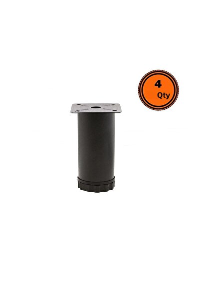 EYM 4 Pieces Matte Black Furniture Legs - 6 cm Adjustable 42 mm Metal Leg